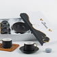 12 PC Matte Black & Gold Coffee Set