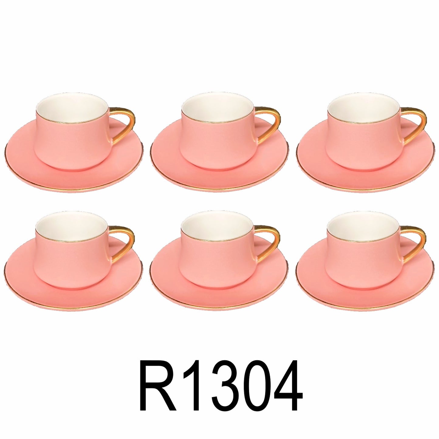 12 PC Matte Pink & Gold Coffee Set