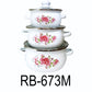 6 PC Pink Rose Enamel Mini Stockpot Set