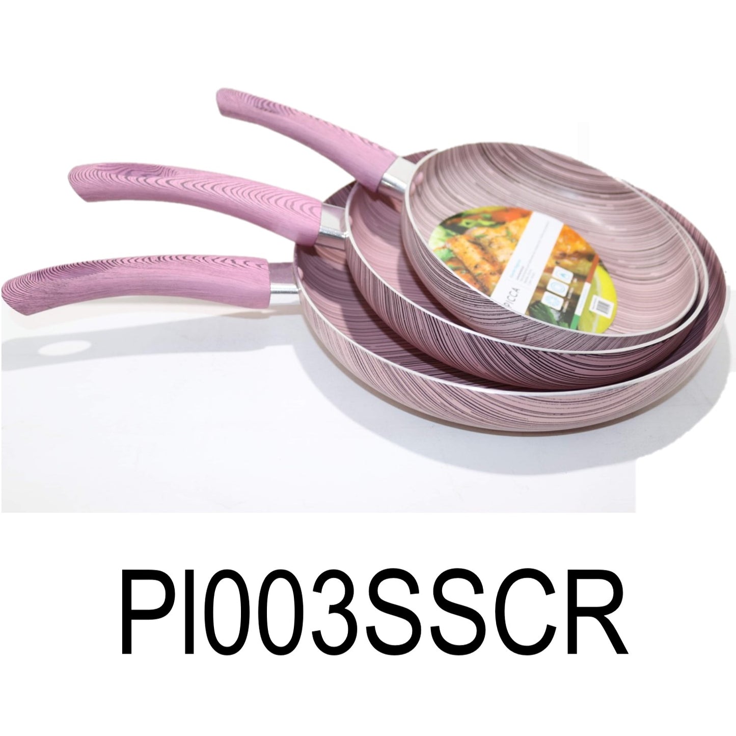 3 PC Pink Non Stick Frying Pan Set