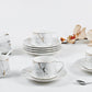 12 PC White  & Gold Marble Coffee Set