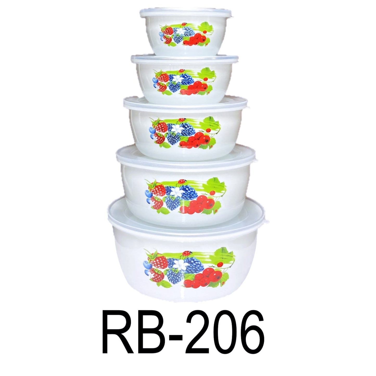 10 PC Fruits Straight Body Enamel Bowl Set