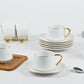 12 PC Matte White & Gold Coffee Set