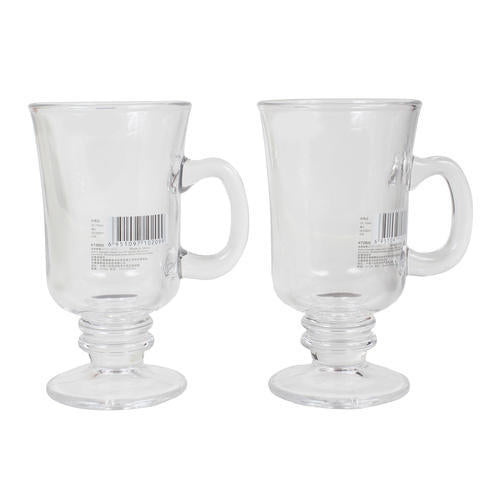 2 PC Blingmax Coffee Glass Cup with Handle