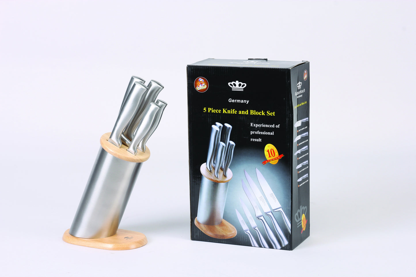 6 PC Stainless Steel Knife & Block Set