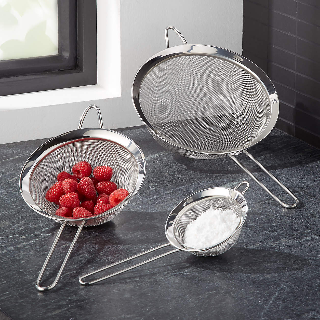 3PC Stainless Steel Stainer Set-LARGE