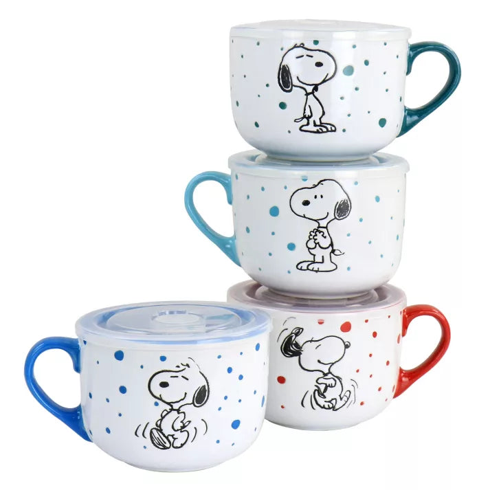 4 PC 25 oz Soup Cup Vented Lid
