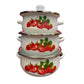 6 PC Strawberries Stock Pot Enamel