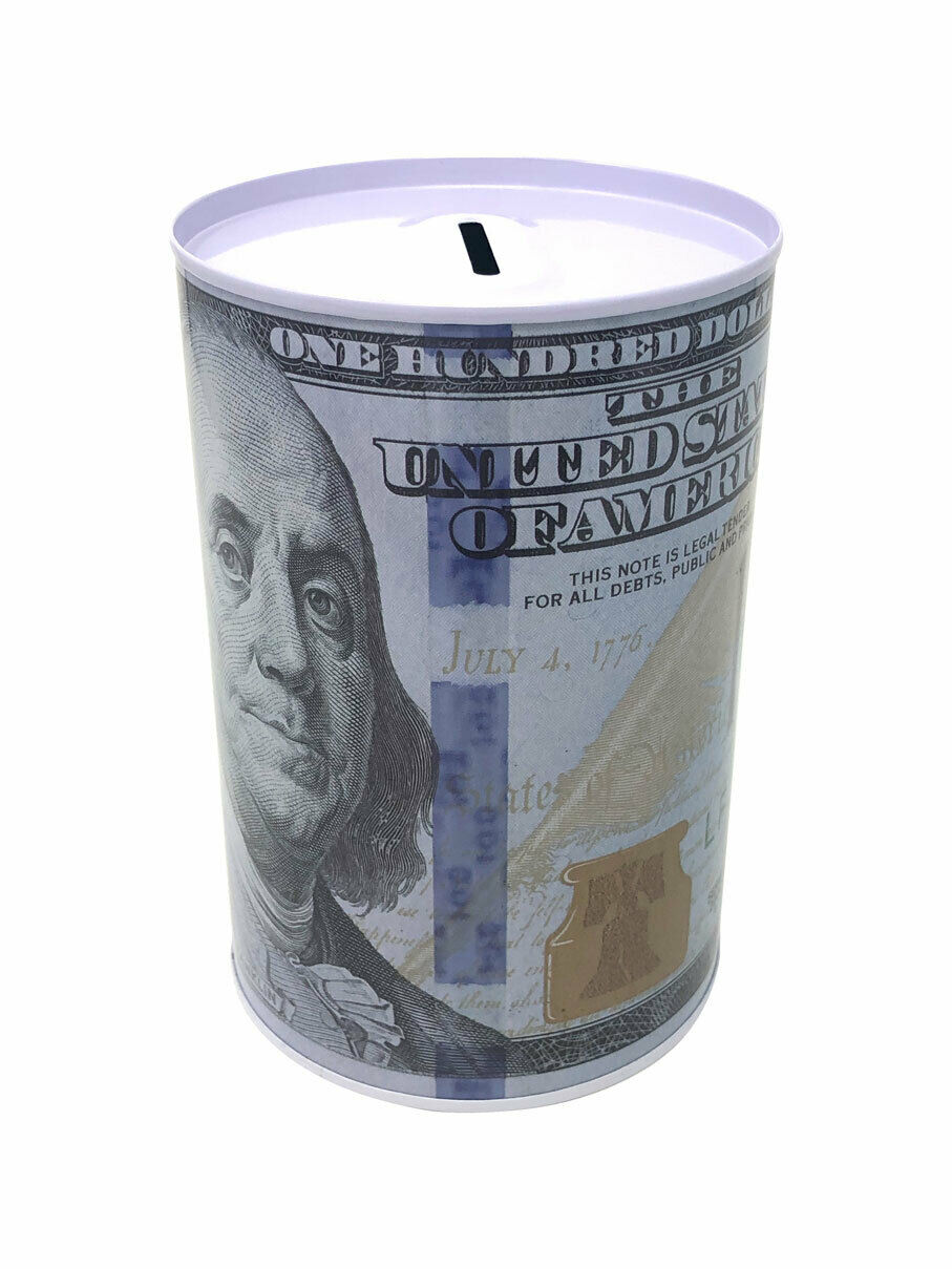 Big 100 Dollars Bill Tin Saving Bank Box / Money Can