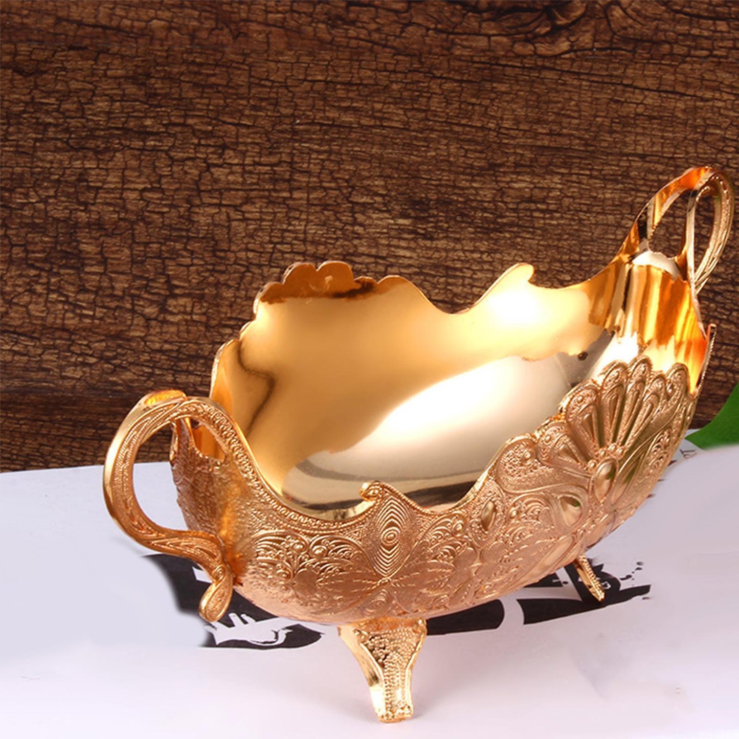 Gold Plated Metal Fruit Bowl