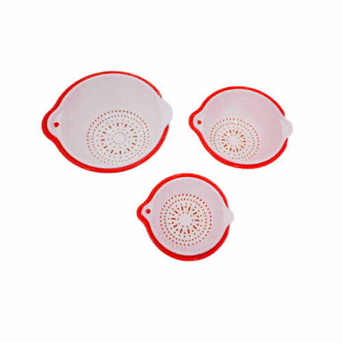 6 Pieces Red Kitchen Colander & Mixing Bowl Set