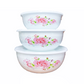 6 PC Pink Floral Enamel Salad Bowl Set