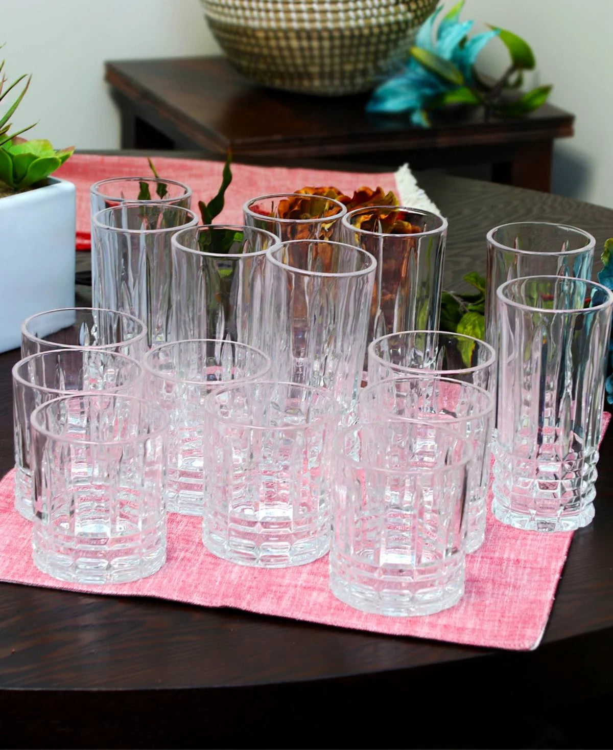 16 PC Jewelite Tumbler and Double Old Fashioned Glass Set