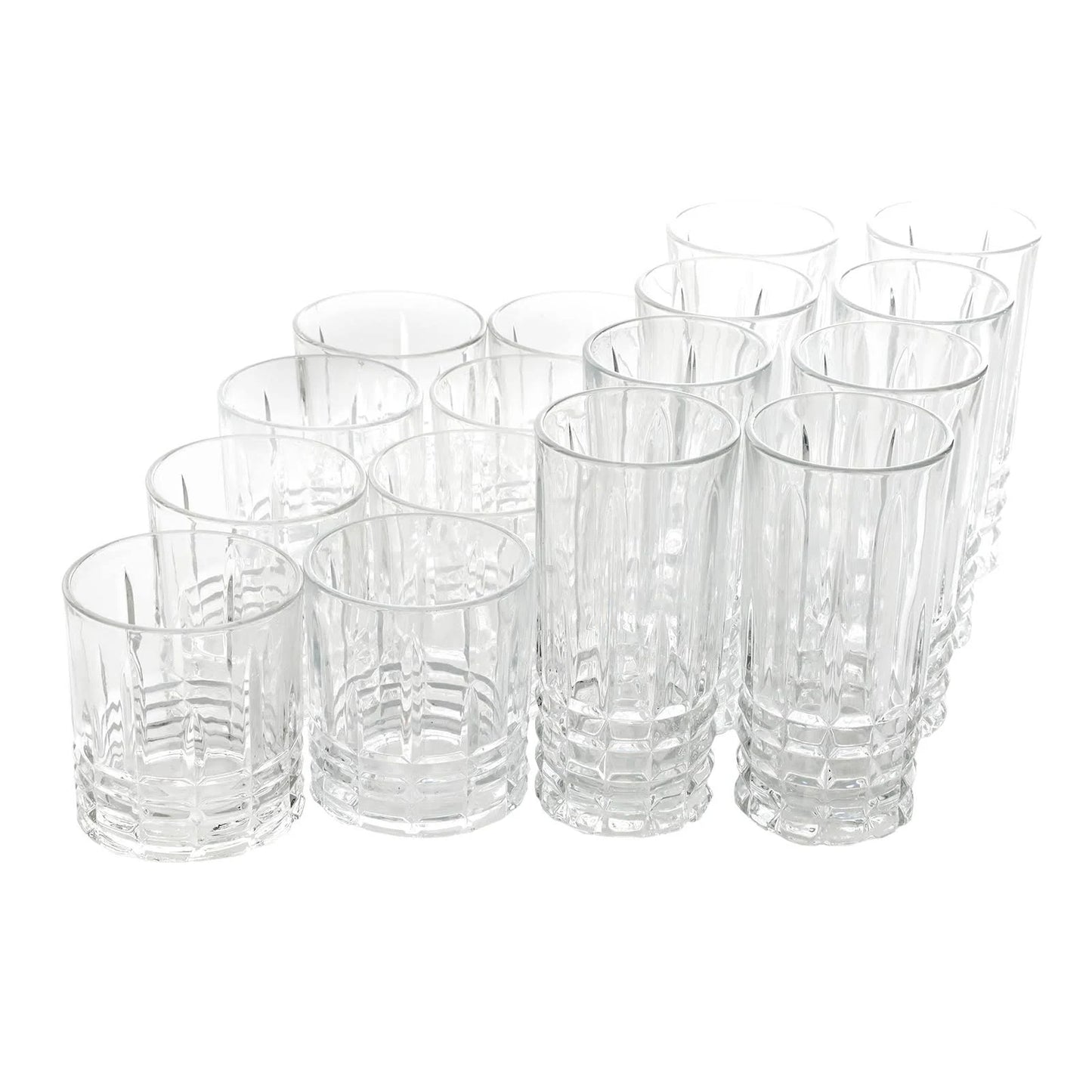 16 PC Jewelite Tumbler and Double Old Fashioned Glass Set