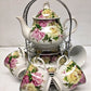 15 PC Pink And Yellow Roses Tea Set