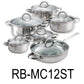 12 PC Stainless Steel 18/10 Cookware Set