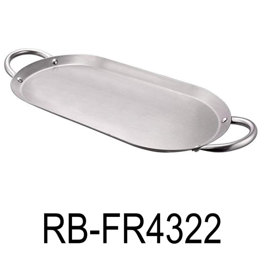 17" Stainless Steel Flat Oval Fry Pan Comal